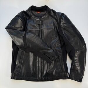 REAX Jackson Leather Motorcycle Jacket Mens 2XL Black Padded Protection SAS-Tec